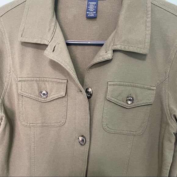 Chaps by Ralph Lauren Olive green button down jacket Petite/Medium - Picture 3 of 5